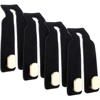 4Pcs Car Seat Hooks For Headrest, Sued Leather And Zinc Alloy Purse Hook For Car, Double Hooks Purse Holder For Car & Mobile Phone Holder, Car Seat Hanger For Purses & Bags (Black & Matt Gold)