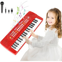 Kids Toddler Toy Piano Keyboard, 37 Key Pianos For Kid Music Toys Instruments With Microphone Dual Speaker Ideal For 3 4 5 6 7 8 Year Old Girl Boy Birthday/Christmas Day Gift (Red)