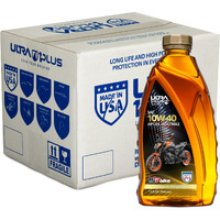Ultra 1Plus 4T 10W-40 Full Synthetic Motorcycle Oil Api Sn Jaso Ma2-10W40 Motor Oil, 12 Qts