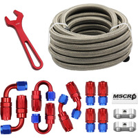 8An 20Ft Fuel Line Hose Kit With Fitting, Stainless Steel Braided 1/2"" Cpe Fuel Oil Hose- 11.12Mm Id (An8, Stainless Steel)