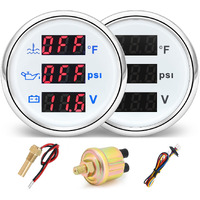 Mh Triple Gauge Set - Water Temp (104F-248F), Oil Pressure (0-145Psi), Voltmeter (9-32V), Auto Gauge With Sensors 2"" 52Mm 3-In-1 Boat Marine Meter Kit (White)