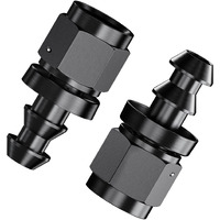 2Pcs Straight 6An Female To 3/8"" Push Lock Hose Fitting End For Rubber Fuel Line, Black Hard Two Stage Barb Aluminum Anodized Connector, Automotive Accessories For Vehicle Fuel Oil Line Modification