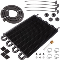 8 Rows Transmission Oil Cooler,Universal 8 Pass Aluminum Remote 5/16"" Engine Oil Cooler Kit Radiator With Hose Mounting Kit