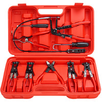 Bicos 9Pcs Hose Clamp Pliers, Wire Long Reach Hose Clamp Pliers Set For Automotive Coolant Radiator Heater And Water Hose With Band Flat Or Large Clamps Fuel Oil Water Hose Auto Tools
