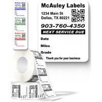 Mcauley Labels Custom Oil Change Stickers, Windshield, Door Jamb - Durable, Easy To Write On, Easy To Peel Off - With Qr Code, 1.875X2.275 Inches