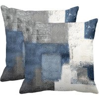 Britimes Throw Pillow Covers Modern Home Art Decor, 18 X 18 Inches Set Of 2 Pillow Cases Decorative, Abstract Oil Painting Pillowcases For Bedroom, Living Room, Cushion Couch Sofa, Navy Blue White