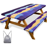 Icosy Picnic Table Cover & Bench Covers, 30 X 72 Inch, Windproof, Water & Oil Resistant, Polyester, Navy Blue, Ideal For 6 Foot Tables, Camping, Dining, Birthday Parties