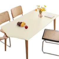 Huierxun Pu Stretch Fitted Rectangle Tablecloth With Elastic Edge 35 X 59 Inch Waterproof Oil Proof Table Cloth Wipeable Table Cover For Indoor Outdoor Furniture Protect (Cream,35""X59"")