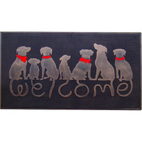 A1Hc First Impression Non-Slip, Durable Heavy Rubber Grill Doormat Oil Rub Chrome Finish 18"" X 30"", Welcome Mats For Front Door Non-Slip Backing Rubber Doormat For Indoor Outdoor Use