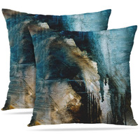 Britimes Throw Pillow Covers Modern Home Art Decor, 16 X 16 Inches Set Of 2 Pillow Cases Decorative, Abstract Oil Painting Pillowcases For Bedroom, Living Room, Cushion Couch Sofa, Teal Black