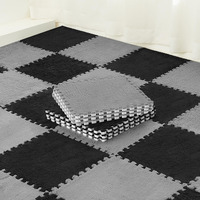 Amylove 36 Pcs Plush Foam Floor Mat Square Interlocking Carpet Tiles With Border Fluffy Play Mat Floor Tiles Soft Climbing Area Rugs For Home Playroom, 12 X 12 X 0.4 Inch(Black, Gray)