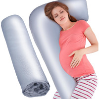 Windkream Silky Satin Pregnancy Pillow Cover, Only Pillowcase, L Shaped Snuggle Maternity Body Pillowcase For Cooling Skin Hair Full Body Pillow Cover With Hidden Zip For Side Sleeper