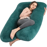 Amagoing 55 Inches Pregnancy Pillows For Sleeping, U Shaped Maternity Full Body Pillow For Pregnant Women With Hip, Leg, Back, Belly Support, Removable Washable Velvet Cover (Teal Green)