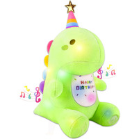 Birthday Dinosaur Plush Stuffed Animal - 12"" Green Plush Toy With Light & Happy Birthday Music, Weighted Dino Plushie, Cute Kawaii Soft Pillow Gifts Stuffies For Boys Girls Babies Kids Decorations