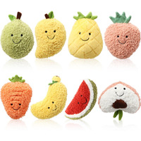 Simgoing 8 Pcs Cute Fruit Plush Pillow Stuffed Fruit Toy 8 Inch Avocado Banana Watermelon Peach Strawberry Mango Carrot Pineapple Plush Toy Kawaii Hugging Plushies For Boys Girls Party Favors