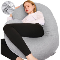 Chilling Home Pregnancy Pillow, C Shaped Full Body Pillow Maternity Pillow For Women 55 Inch, Pregnancy Pillows For Sleeping Pregnant Must Have With Jersey Removable Cover,Grey