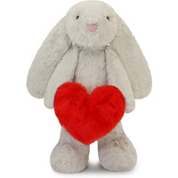 Cnaana Bunny Stuffed Animal, Loving Soft Rabbit Plush Toys With Holding Heart For Valentine Day, Sweet Romantic Anniversary Birthday Gift For Her Girls Boys Girlfriend (Gray)
