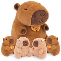 Achwishap 5Pcs Capybara Plush,Capybara Stuffed Animal Mommy With 4 Capybara Babies Plush Toy,Cute Plushie Capybara Hugging Pillow Cuddle Plushie For Kids Girls Boys Gifts(Capybara Family,16   ,Brown)