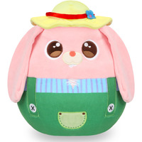 Hopearl Farmer Bunny Plush Toy, Stuffed Animal Rabbit Pillow Huggable Stuffed Animal, Smooth Plushies Pillow, For Kids Boys Girls, Pink, 12'' (Bunny)