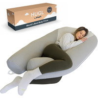 Plufl Hugl Cooling Body Pillow For Adults Made With Memory Foam | U Shaped Maternity Pillows Great For Side Sleepers & Pregnant Women | Washable Cover | Grey