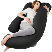Sasttie Pregnancy Pillows For Sleeping, U Shaped Cooling Full Body Pillow With Removable Cover, Pregnant Women Must Haves, Maternity Essential, Black