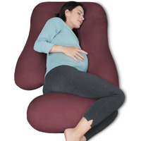 Moon Park Pregnancy Pillows For Sleeping - U Shaped Full Body Maternity Pillow With Removable Cover - Support For Back, Legs, Belly, Hips - 65 Inch - Burgundy