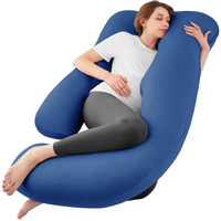 Sasttie Pregnancy Pillows For Sleeping, Jumbo U Shaped Cooling Full Body Pillow With Removable Cover, Pregnant Women Must Haves, Maternity Essential, Navy