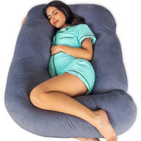 Pharmedoc Pregnancy Pillows, U-Shape Full Body Pillow -Removable Cover Jumbo Size - Gray - Pregnancy Pillows For Sleeping - Body Pillows For Adults, Maternity Pillow And Pregnancy Must Haves