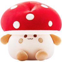 Nuokin Mushroom Plush Toys 12 Inch Cute Stuffed Mushroom Pillow Stuffed Toy Birthday Present Home Decor Halloween For Kids (Small Red)