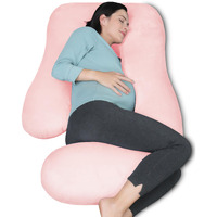 Moon Park Pregnancy Pillows For Sleeping - U Shaped Full Body Maternity Pillow With Removable Cover - Support For Back, Legs, Belly, Hips - 57 Inch Pregnancy Pillow For Women - Pink