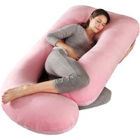 Battop Pregnancy Pillows For Sleeping- Ultra Soft Full Body Maternity Pillow, U-Shaped Pregnancy Pillow For Side Sleepers With Removable Cover, Supports Back, Hips, Belly & Legs (Pale Pink)