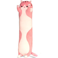 Werdast Pink Cat Long Plush Pillow Kitty Stuffed Animals Soft Sleeping Throw Pillow Doll Toy (Pink,35Inches)
