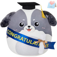 Happyspot 14"" Graduation Dog Plush Pillow,Preschool Class Of 2025 Graduation Gift,Border Collie Stuffed Animals Plush Toy With Grad Cap For Boys Girls Kindergarten High School College Decoration