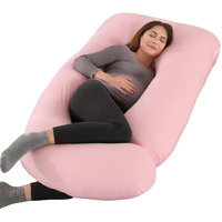 Allopera Pregnancy Pillow, Full Body Maternity Pillow 57 Inch, With Removable Washable Cover - Sleep Support For Legs, Back, Neck, Shoulder, Hips, Belly For Pregnent Women, Jersey Knit Cotton (Pink)
