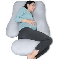 Moon Park Pregnancy Pillows For Sleeping - U Shaped Full Body Maternity Pillow With Removable Cover - Support For Back, Legs, Belly, Hips - 65 Inch - Light Grey - Cooling Cover