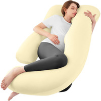 Sasttie Pregnancy Pillows For Sleeping, Jumbo U Shaped Cooling Full Body Pillow With Removable Cover, Pregnant Women Must Haves, Maternity Essential, Light Yellow