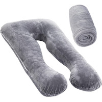 Moon Pine Pregnancy Pillow Cover, U Shaped Body Pillow Cover Only, Velvet Replacement Pillow Case, Fit For 55""X 31"" Maternity Pillow (Dark Grey)