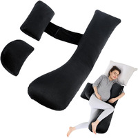 Hombys Shredded Memory Foam J Shaped Pregnancy Pillow, Maternity Pillow For Sleeping With Adjuable Wedge Cushion, Extra Soft Body Support For Pregnant Women (Black)