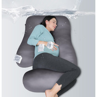 Moon Park Pregnancy Pillows For Sleeping - U Shaped Full Body Maternity Pillow With Removable Cover - Support For Back, Legs, Belly, Hips - 57 Inch - Dark Grey - Cooling Cover