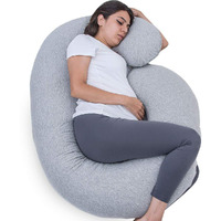 1 Middle One Pregnancy Pillow, C Shaped Full Body Pillow For Maternity Support, Pregnant Women Sleeping Pillow With Jersey Cover (Light Grey)