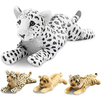 Vyusit Snow Leopard Plush Realistic Giant White Snow Leopard Stuffed Animals Large Cute Soft Plush Toys Birthday For Girls Kids 16""