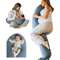 Cuddobaby Pregnancy Pillow 5-In-1 ?Cooling Cover, Adjustable Firmness? Patented Lock Design, Turn Into O-Shape Nursing Pillow, 5-Point Full Body Support, Maternity Pillow With Travel Bag - Blue