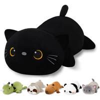 Finebee Weighted Black Cat Stuffed Animals, Cute Weighted Black Cat Plush, Soft Stuffed Weighted Plushie Pillow Gifts For Girls Boys(9.8"" 0.8Lbs)