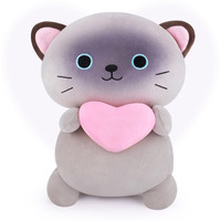 Achwishap Cat Stuffed Animal,Siamese Cat Plush With Love Heart,14    Siamese Cats Plush Toys,Cute Plushies Soft Cats Plushy Kawaii Plushie Huggging Pillow,Cuddly Animal Body Pillow For Kids Adults(Gray)