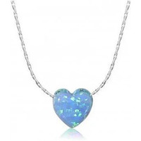 Gypsy Heart Pendants Made of Synthetic Fiery Opal On a Sterling Silver Chain