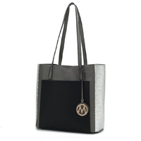 MKF Collection Leah Vegan Leather color block Women Tote Bag by Mia k