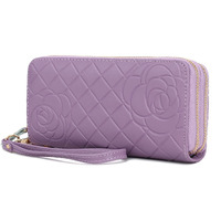 MKF Collection Honey Genuine Leather Quilted Flower Embossed Women Wristlet Wallet by Mia K