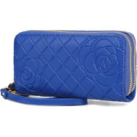 MKF Collection Honey Genuine Leather Quilted Flower Embossed Women Wristlet Wallet by Mia K