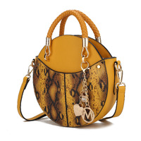 MKF Collection Camille Faux Snakeskin Vegan Leather Women Round Crossbody Bag by Mia K