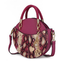 MKF Collection Camille Faux Snakeskin Vegan Leather Women Round Crossbody Bag by Mia K